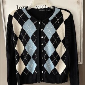 Vintage Victoria’s Secrets School Girl Argyle Mini Cardigan Preppy Sweater.